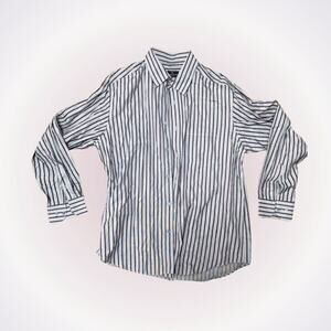 Bugatchi Gray and Red Striped Button-Front Shirt | Sz XL